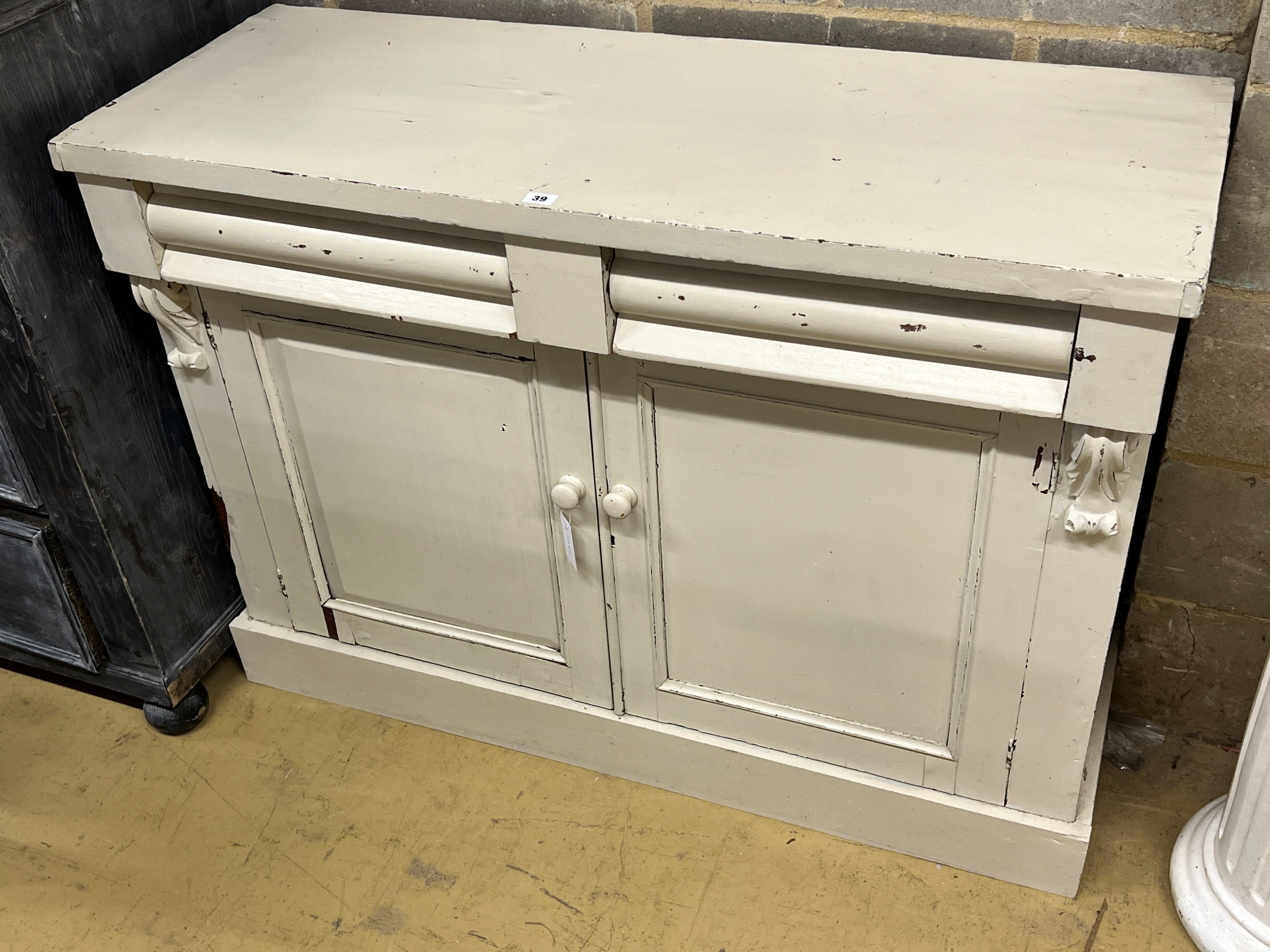 A Victorian painted chiffonier, length 120cm, depth 45cm, height 88cm